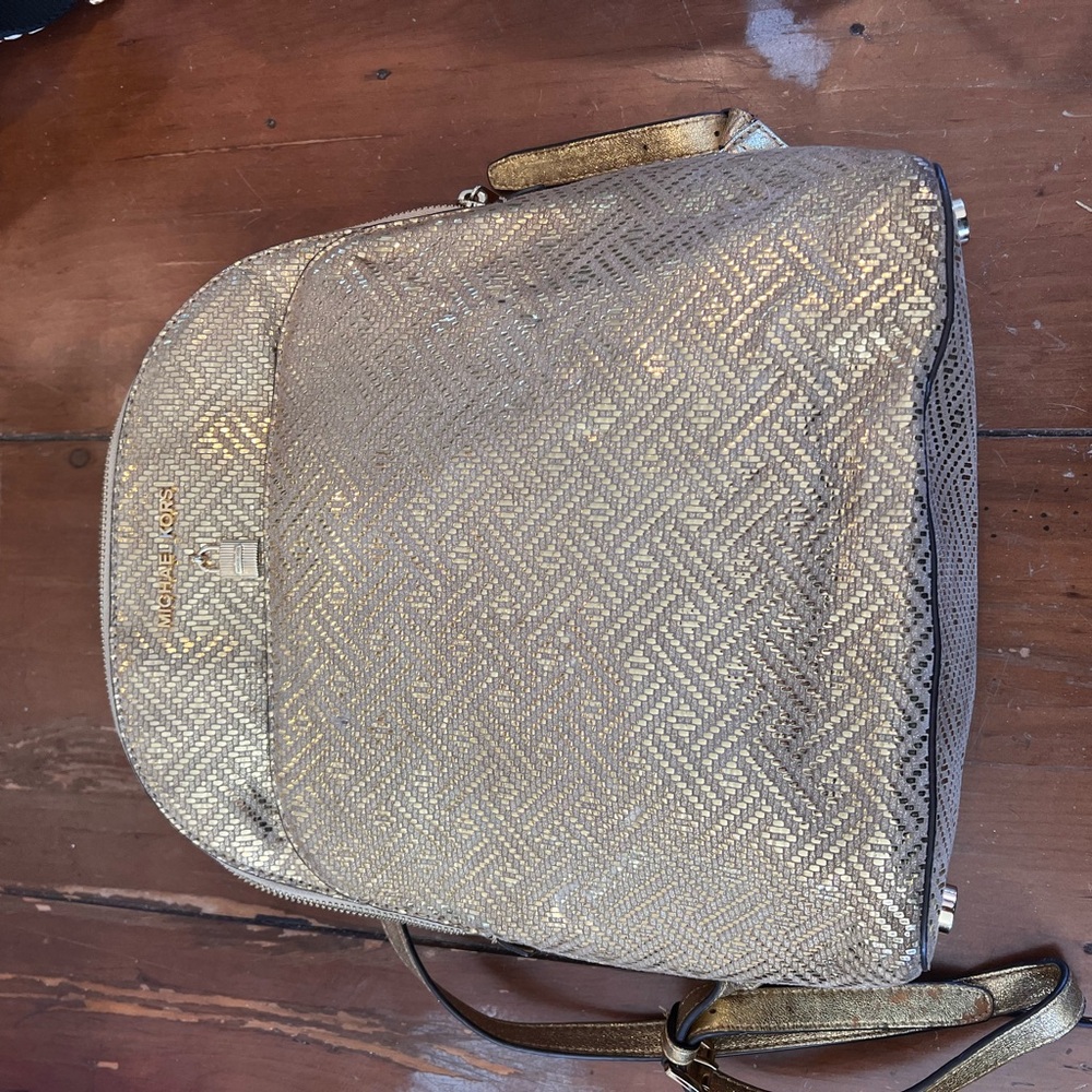 Michael Kors Gold Textured Backpack